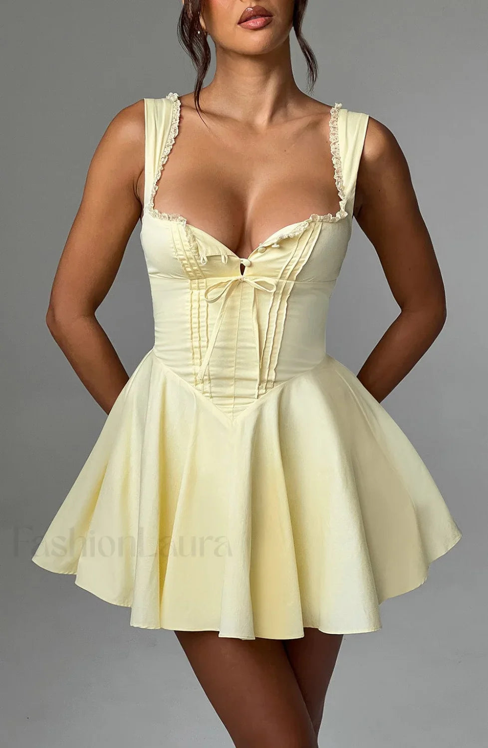 Antonella Mini Graceful Dress - Lemon