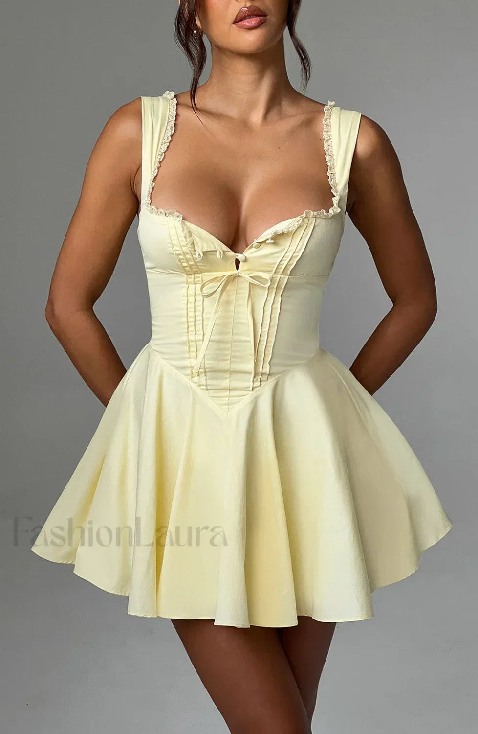 Antonella Mini Graceful Dress - Lemon