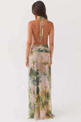 Tie Dye Halter Neck Deep V-Neck Backless Maxi Dress 6