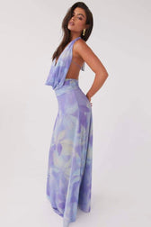 Tie Dye Halter Neck Deep V-Neck Backless Maxi Dress 13