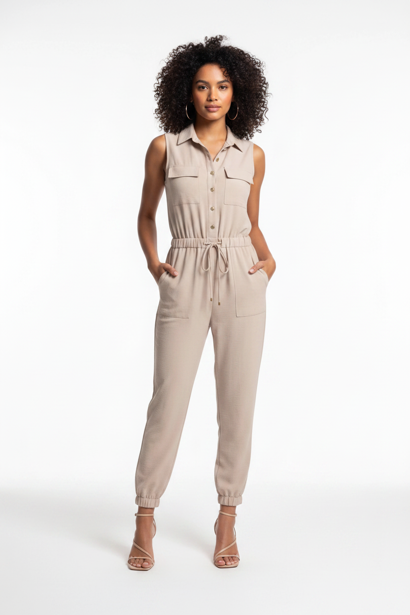 Stylish Comfortable Women's Jumpsuit with Pockets & Adjustable Straps