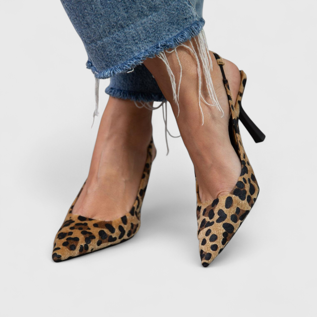 Leopard Print Pointed Toe Slingback Stiletto Pumps