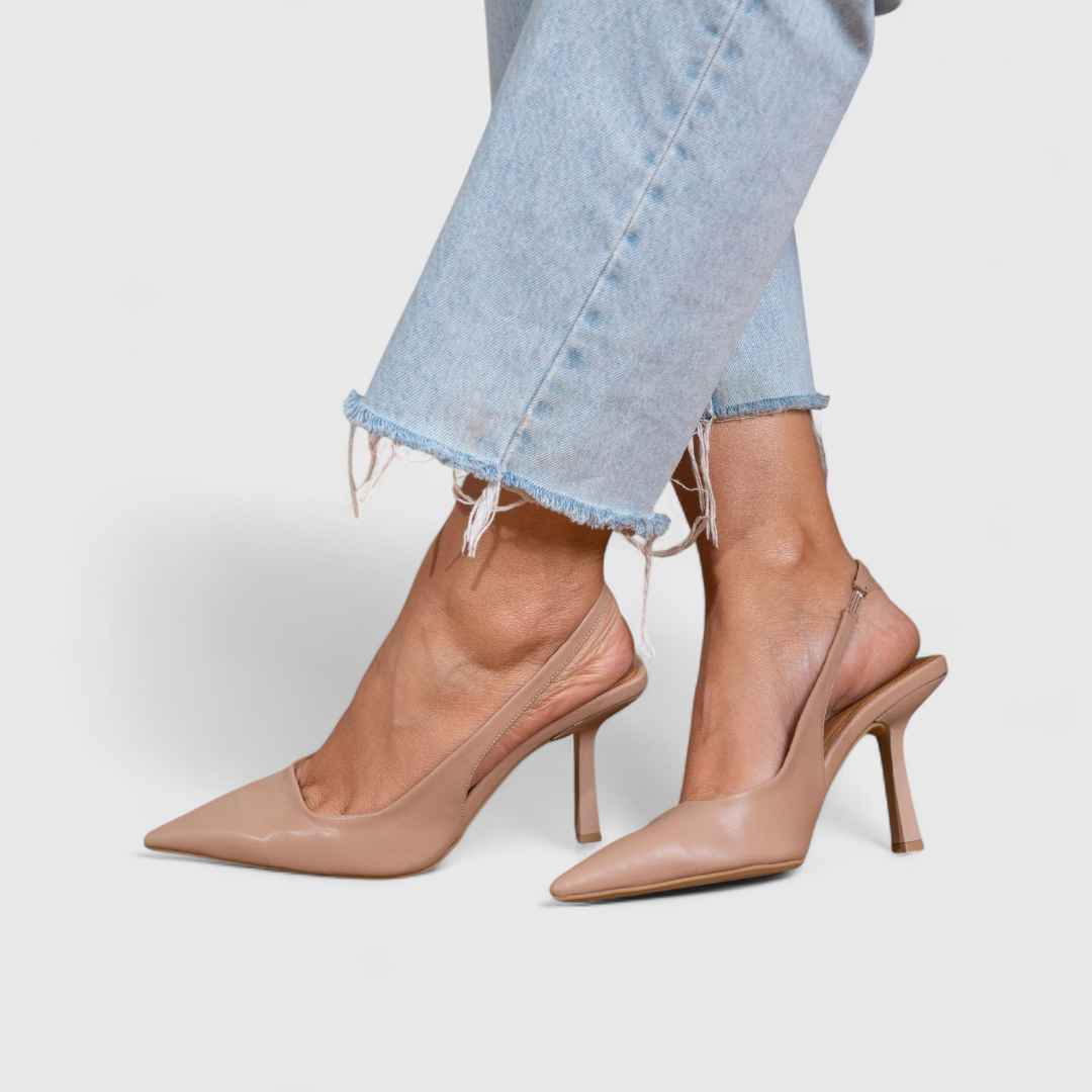 Pointed Toe Slingback Suede Stiletto Heel Pumps