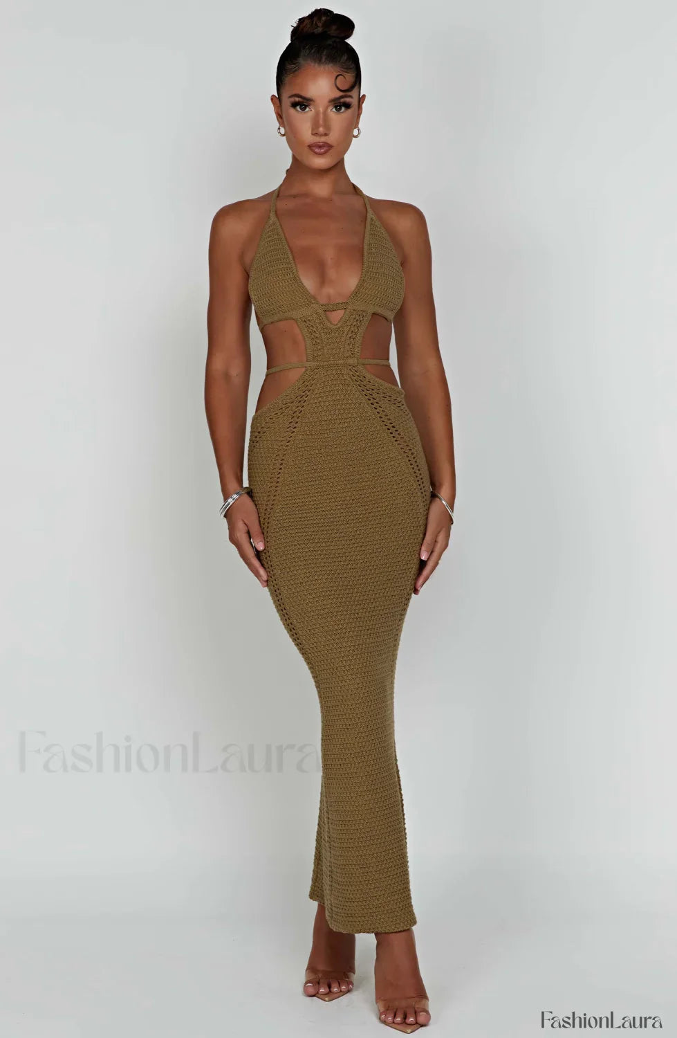 Arabella Maxi Graceful Dress - Khaki