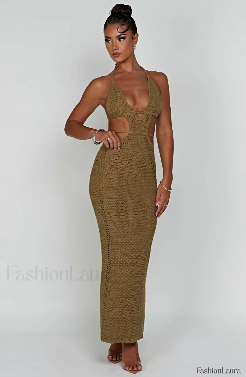 Arabella Maxi Graceful Dress - Khaki