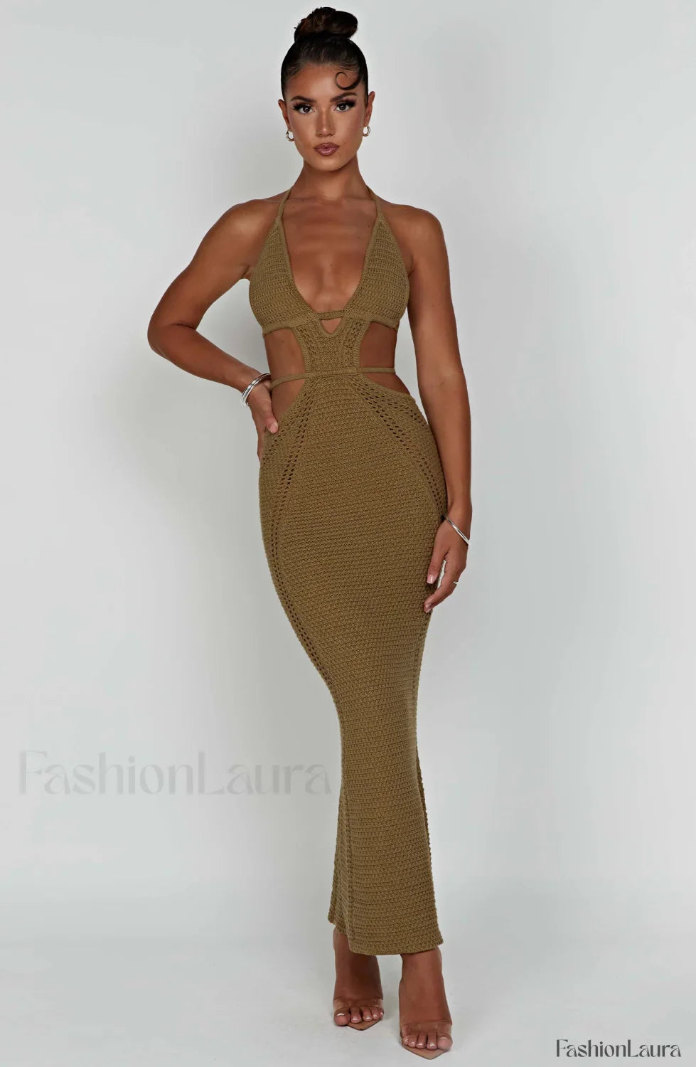 Arabella Maxi Graceful Dress - Khaki