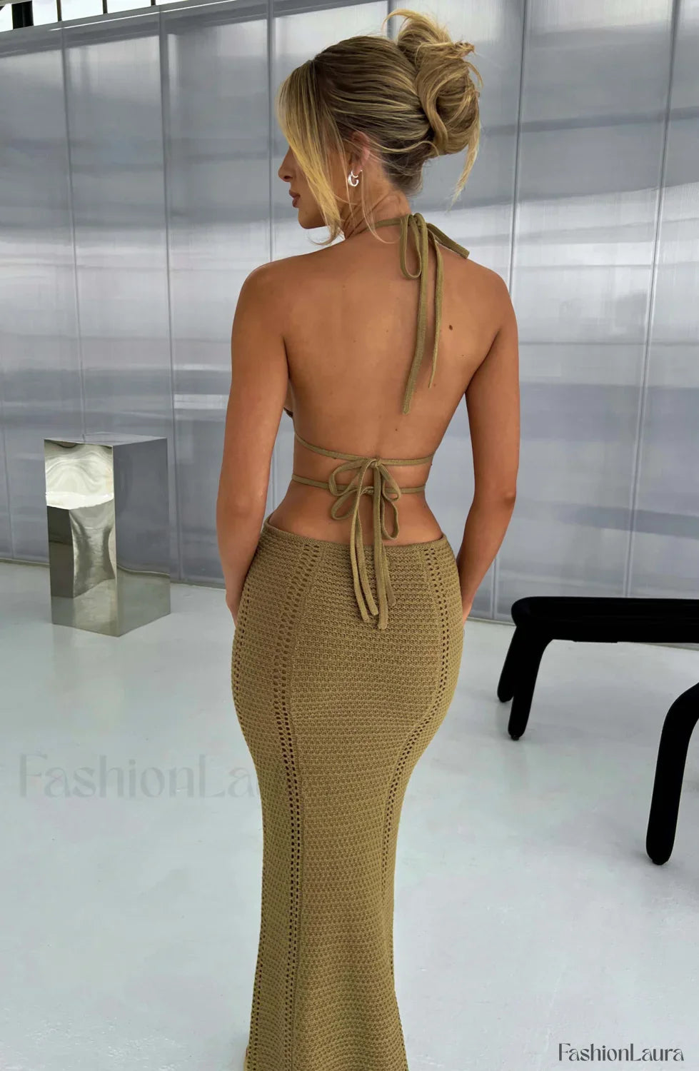 Arabella Maxi Graceful Dress - Khaki