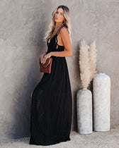 Archer Pocketed Lace Eyelet Maxi Dress Black 6