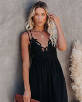 Archer Pocketed Lace Eyelet Maxi Dress Black 7