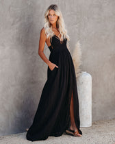 Archer Pocketed Lace Eyelet Maxi Dress Black 10