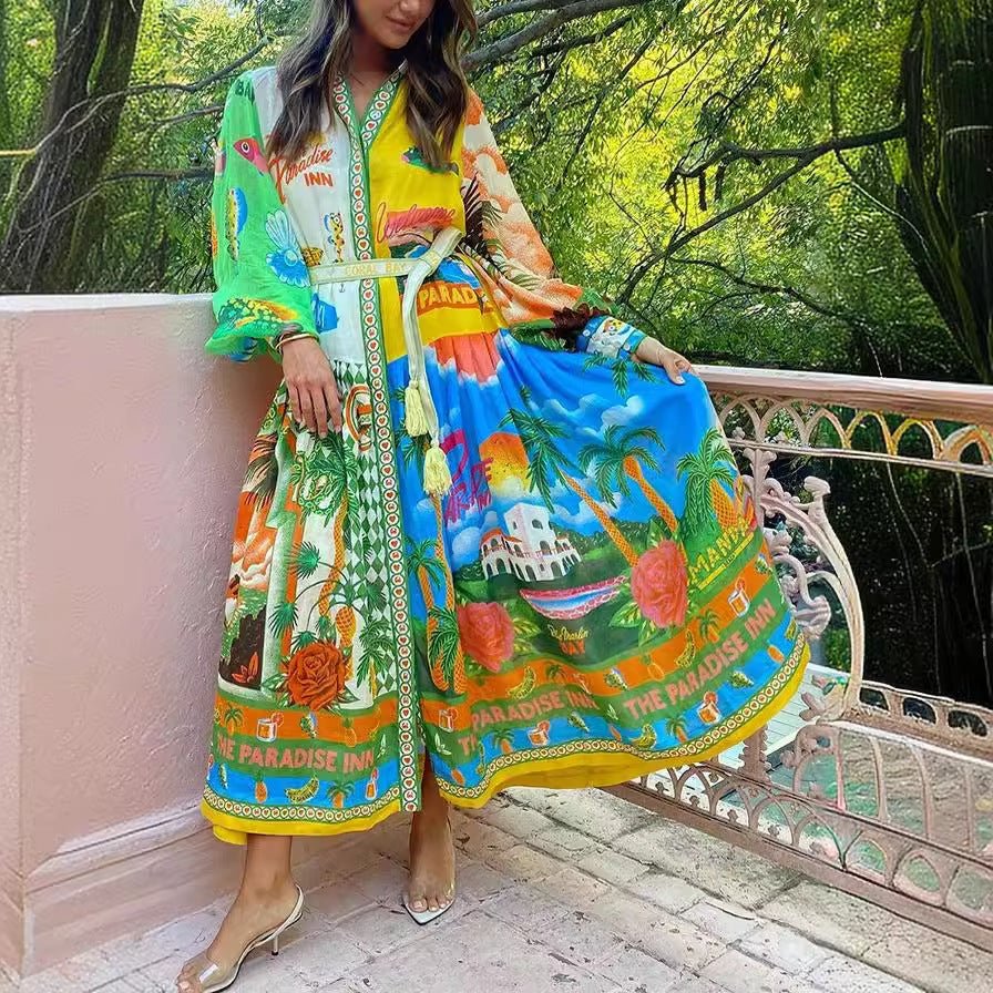 Premium Victoria Printed Long Sleeve Dress for Modern Fashion Wear