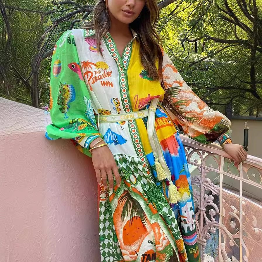 Premium Victoria Printed Long Sleeve Dress for Modern Fashion Wear