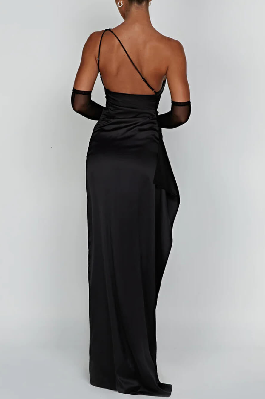 Ariana Timeless Satin Maxi Dress with Slit Designer Edit