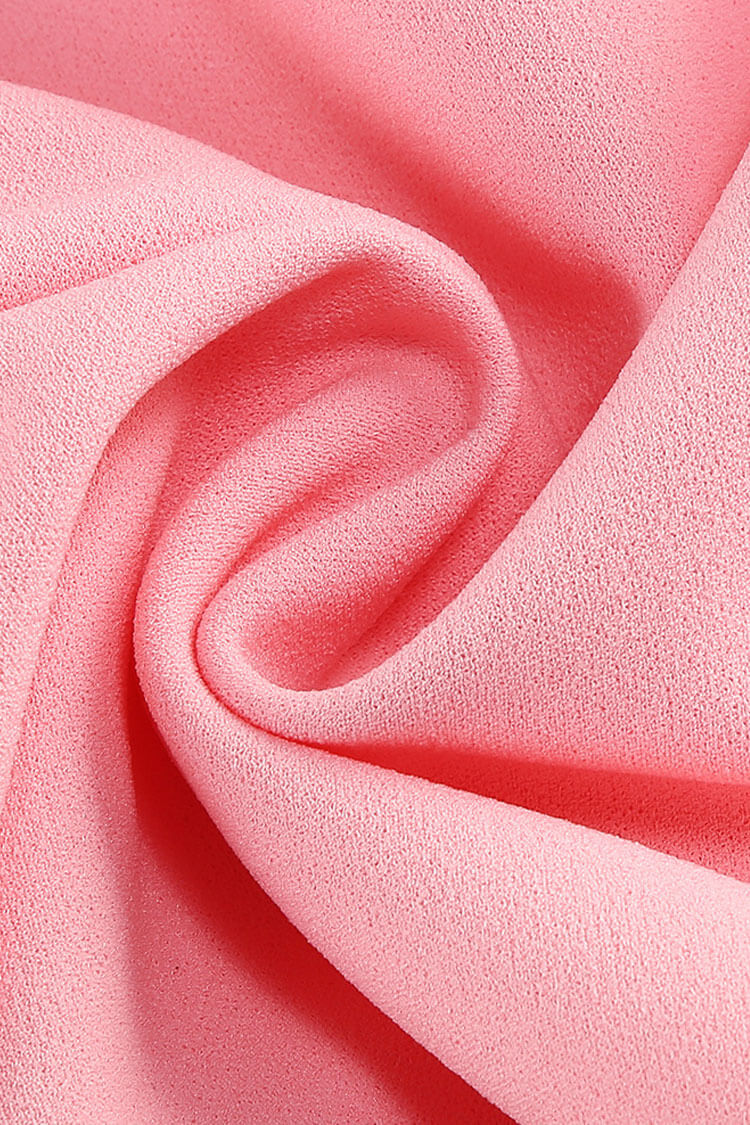 Artistic Crew Neck Backless Rosette Peplum Crepe Party Mini Dress