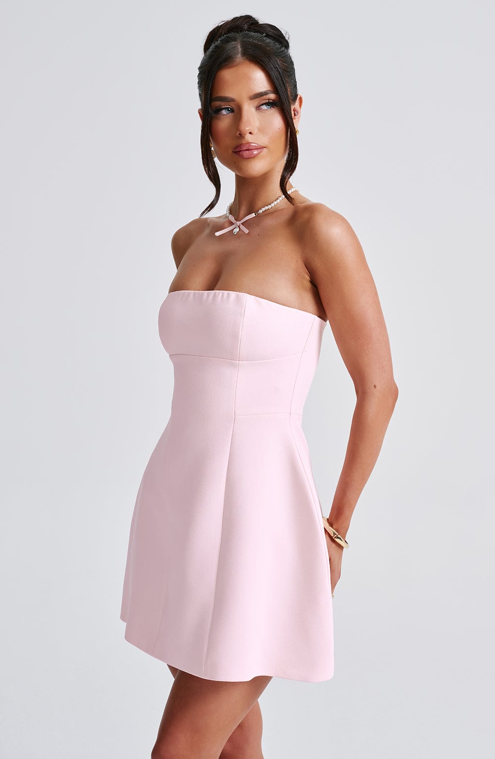 Strapless Structured Bubble Hem A-Line Mini Dress 7