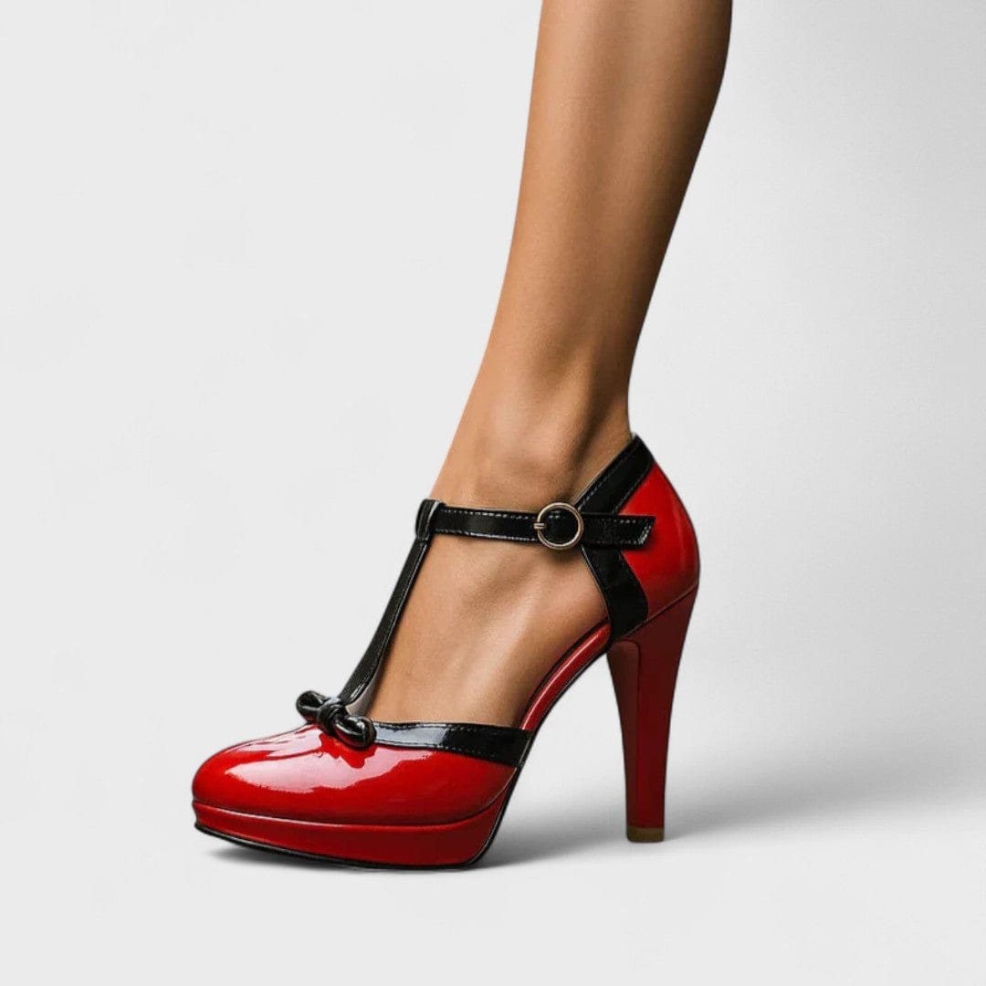 Bow T Strap Platform High Heel Pumps