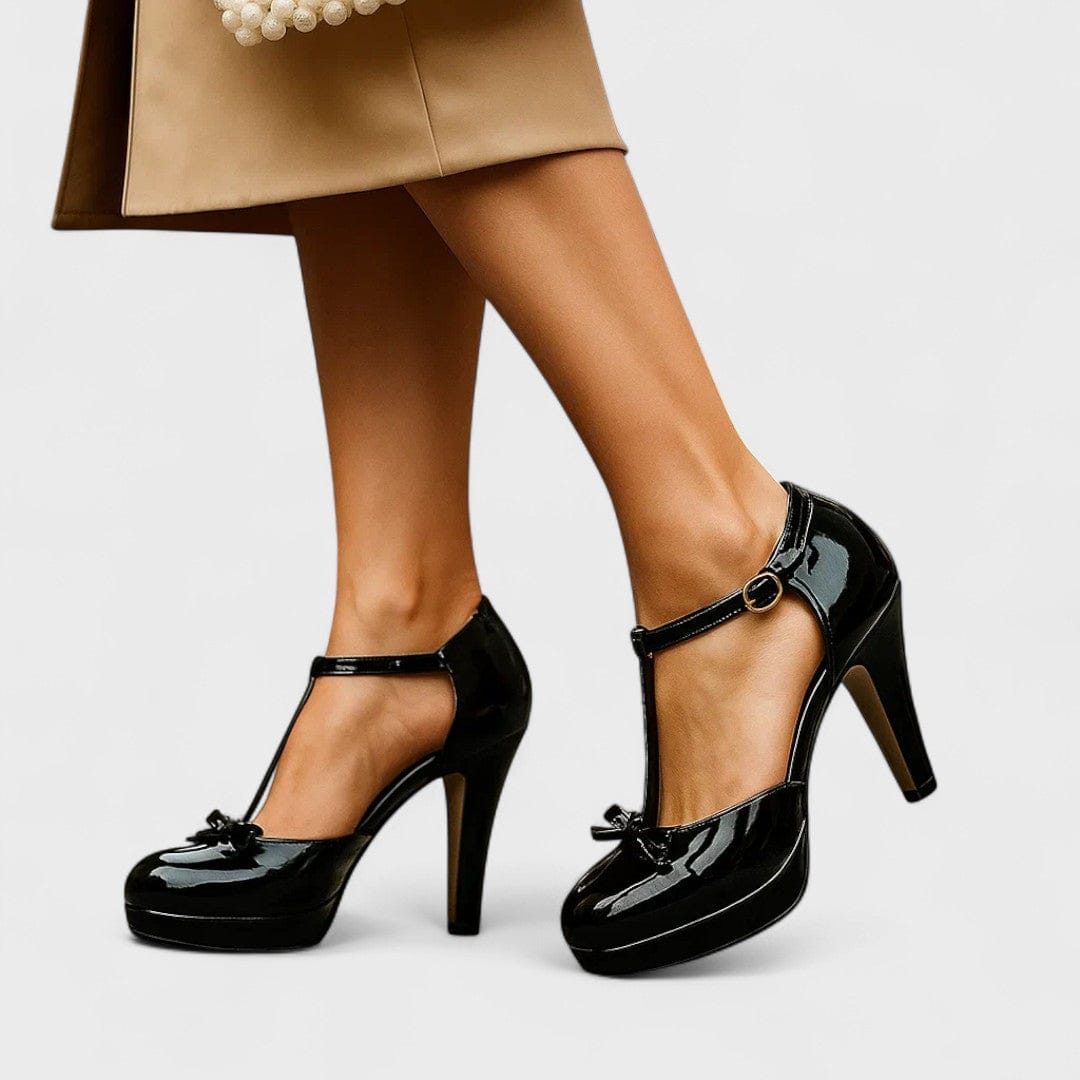 Bow T Strap Platform High Heel Pumps