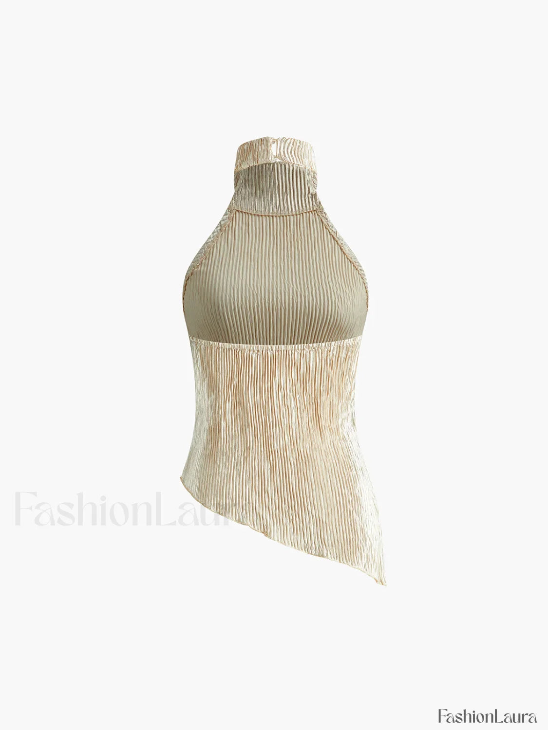 Asymmetric Halter Crop Top With Wide Leg Pants Set