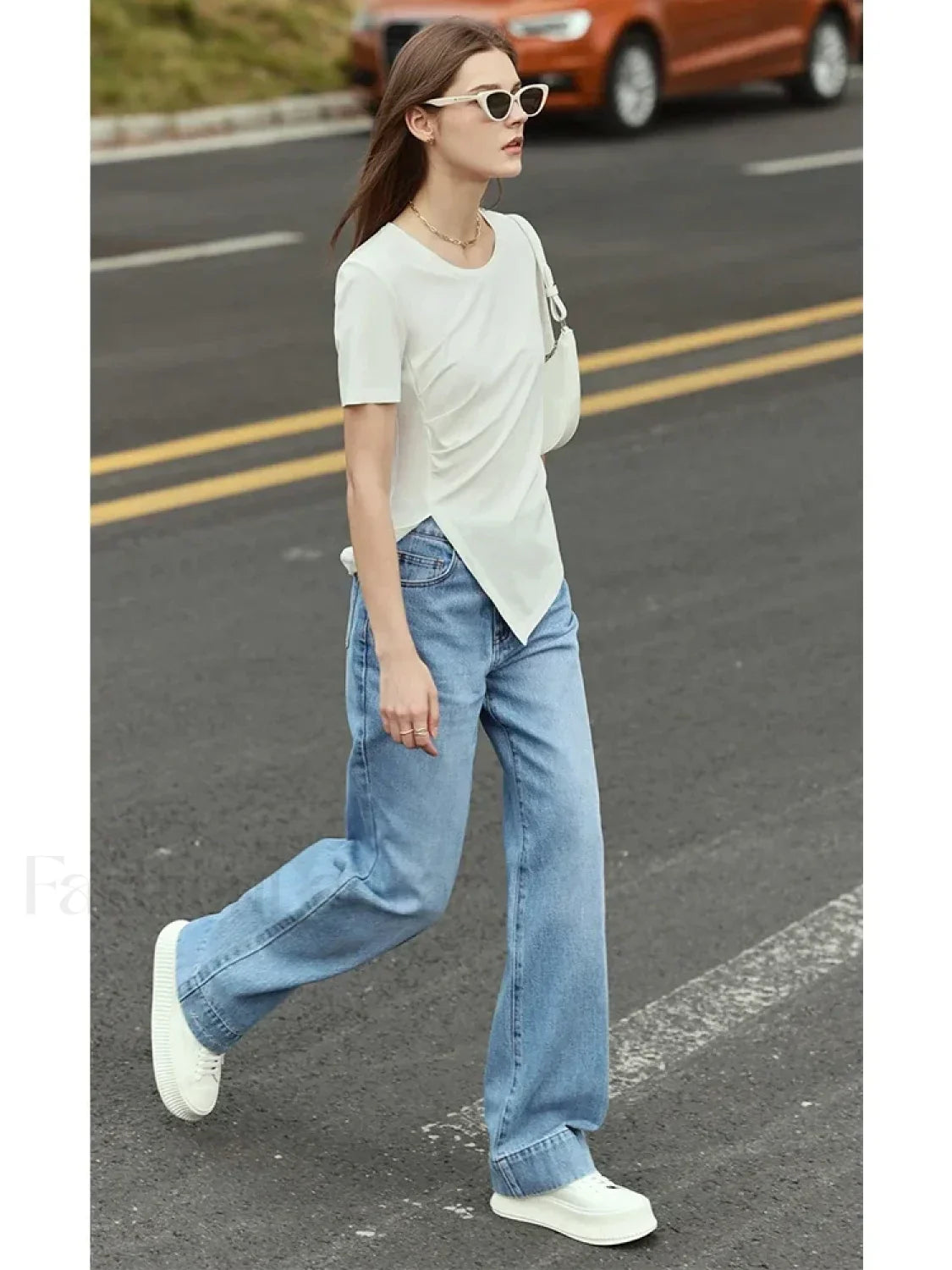 Asymmetric Neck Solid T-Shirt