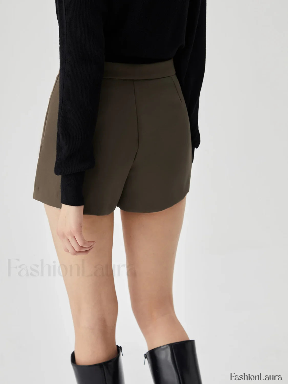 Asymmetric Wrap Graceful Zip Mini Skort