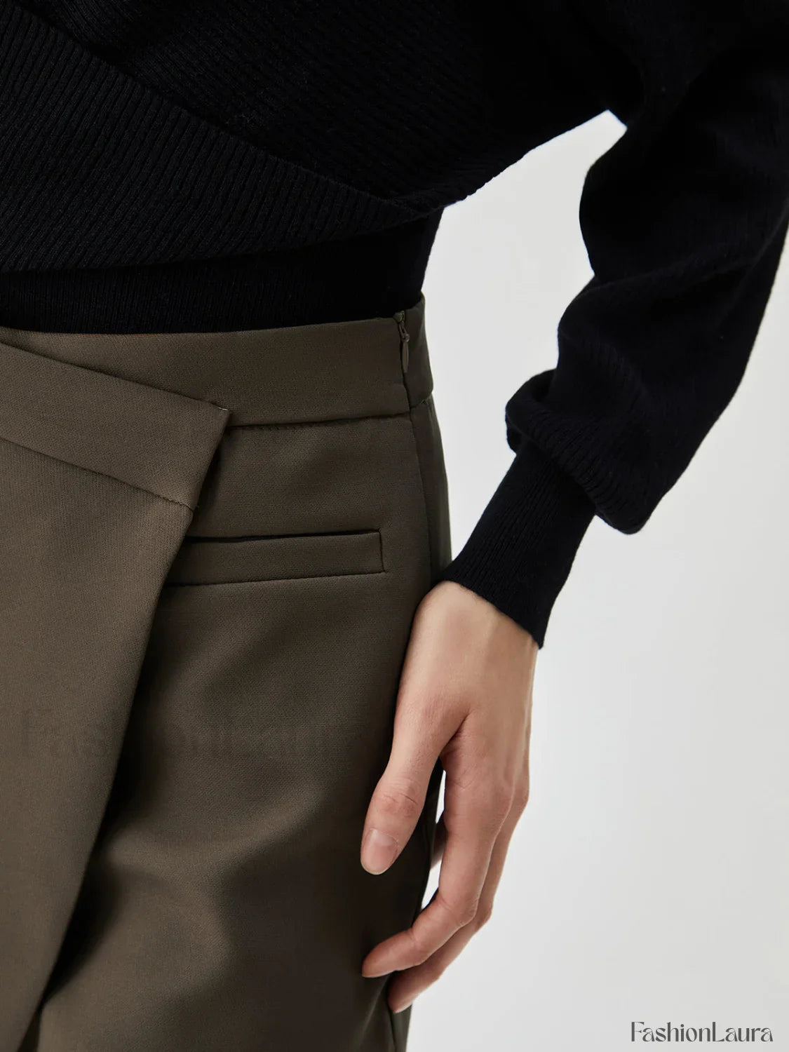 Asymmetric Wrap Graceful Zip Mini Skort