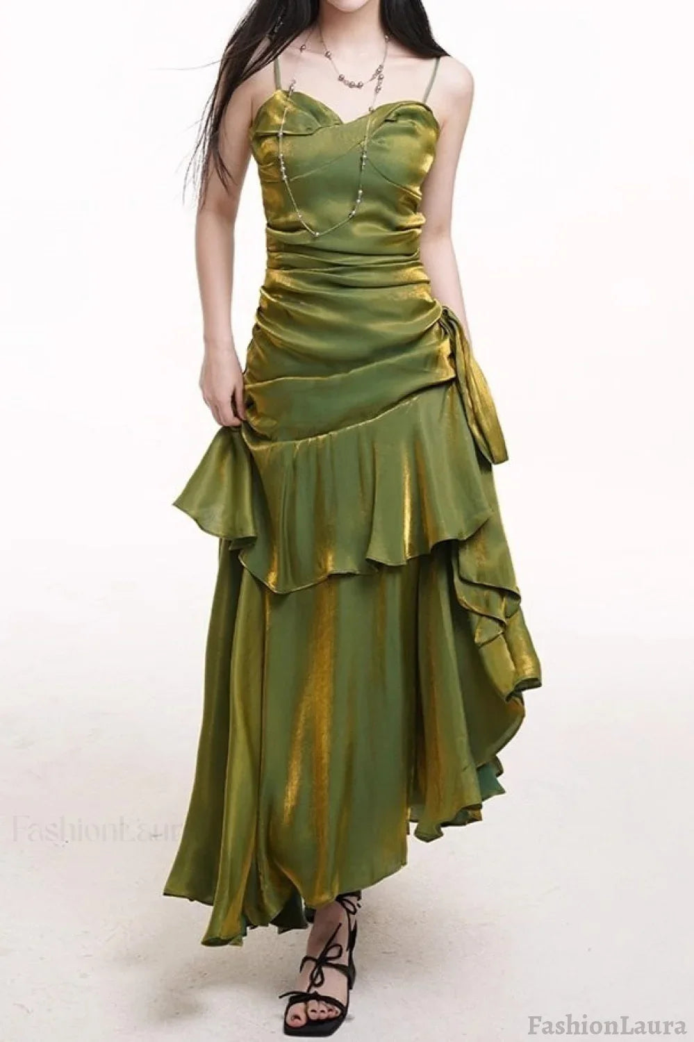 Asymmetrical Burgundy Ruffled Cami Party Dress