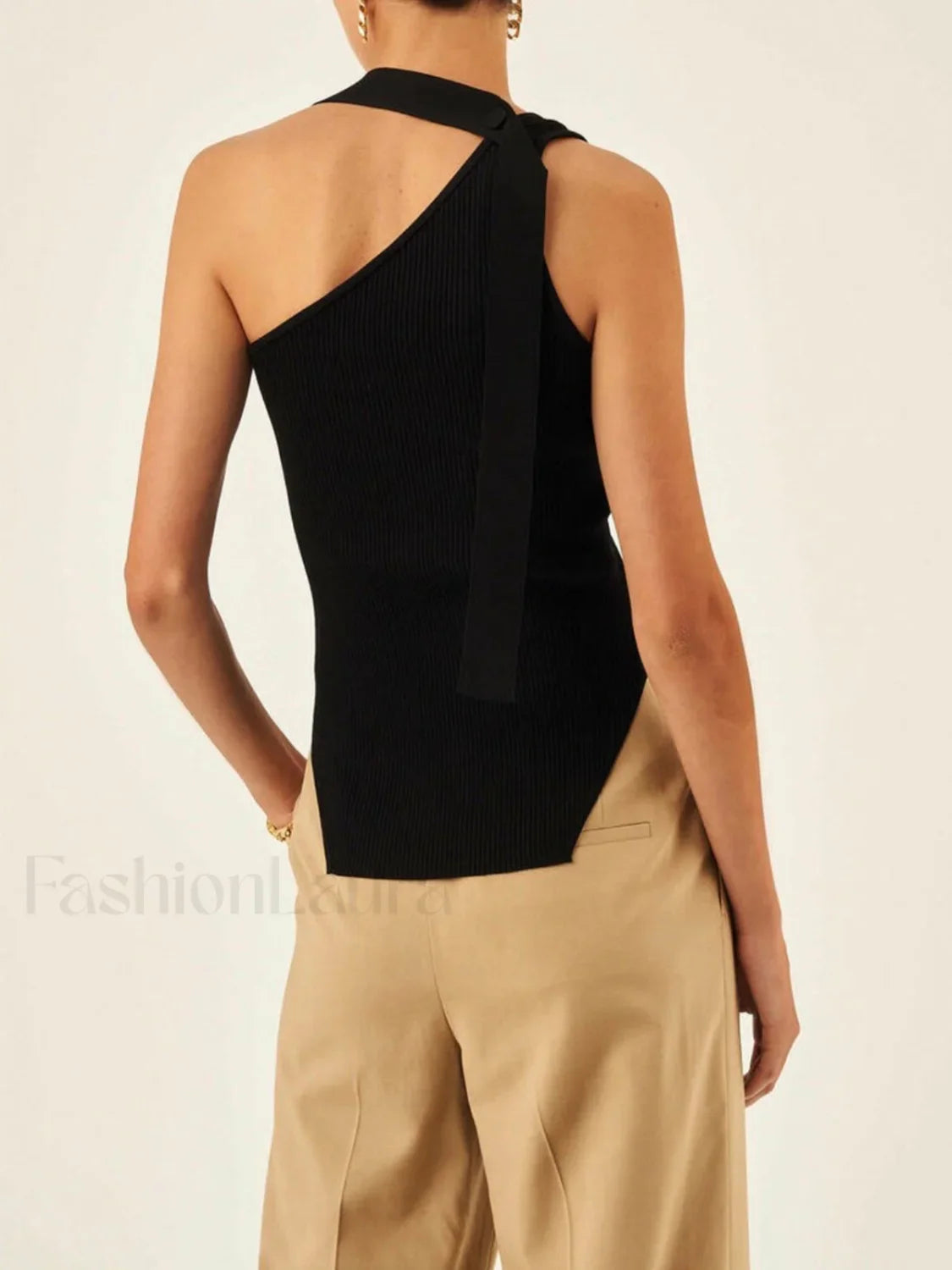 Asymmetrical Halter Rib Vest