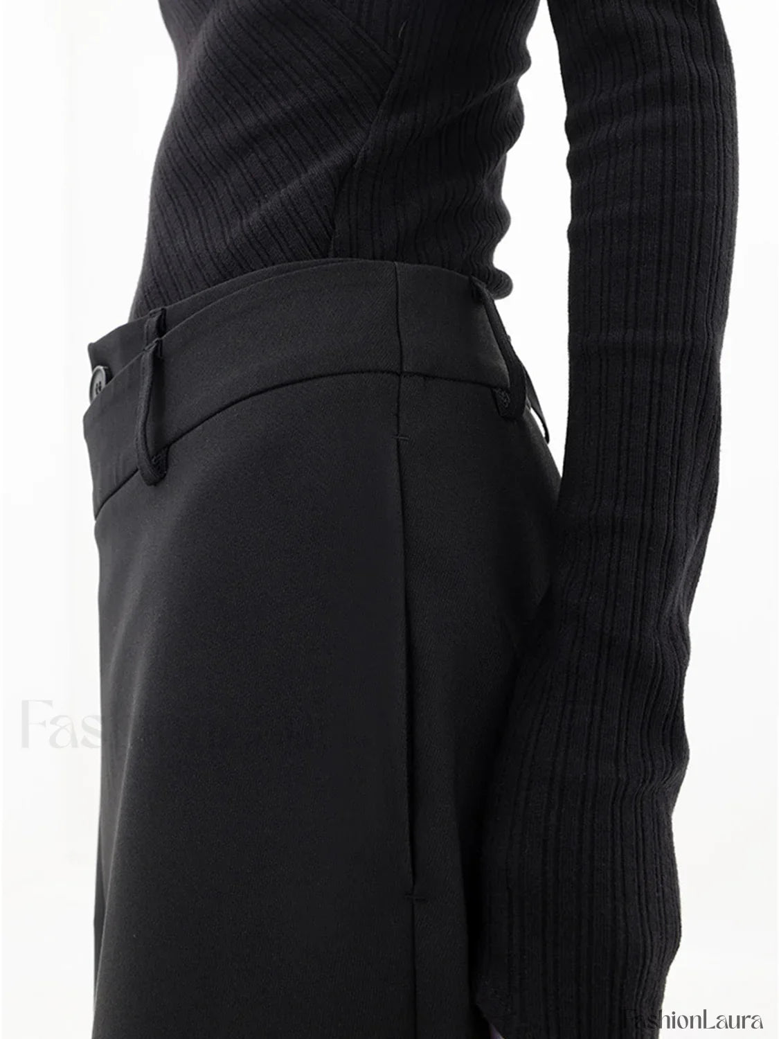 Asymmetrical Layer Button Trendy Wide Leg Dress Pants