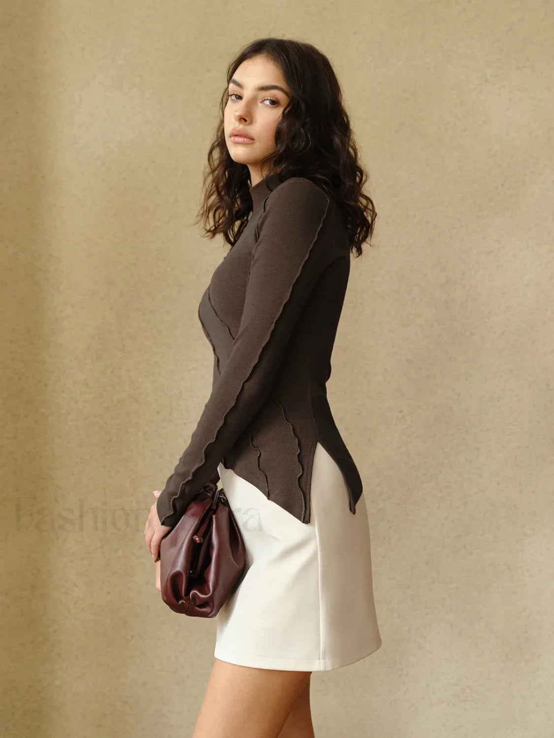 Asymmetrical Lettuce Trim Skinny Top