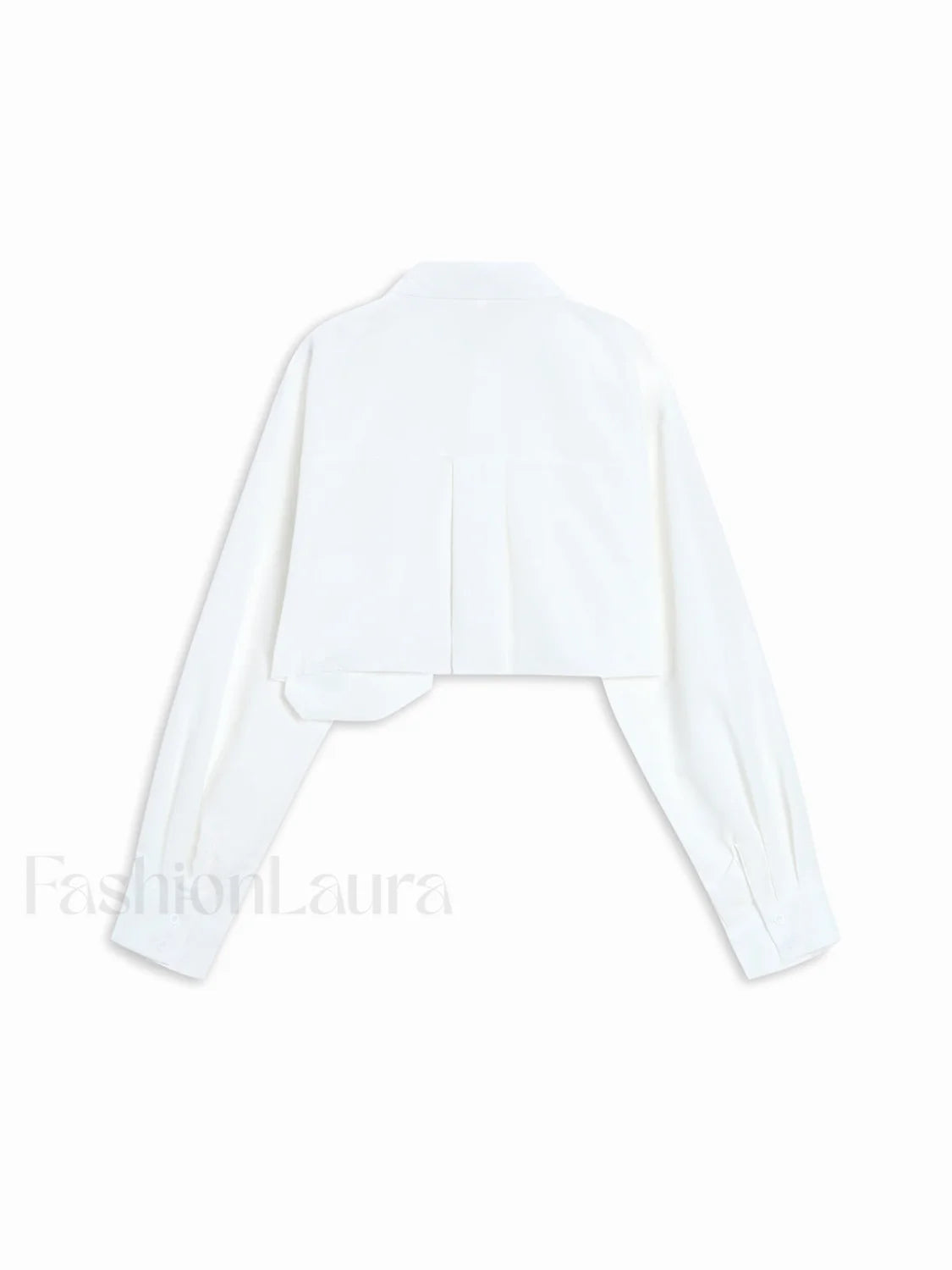 Asymmetrical Pocket Button Trendy Collar Crop Shirt