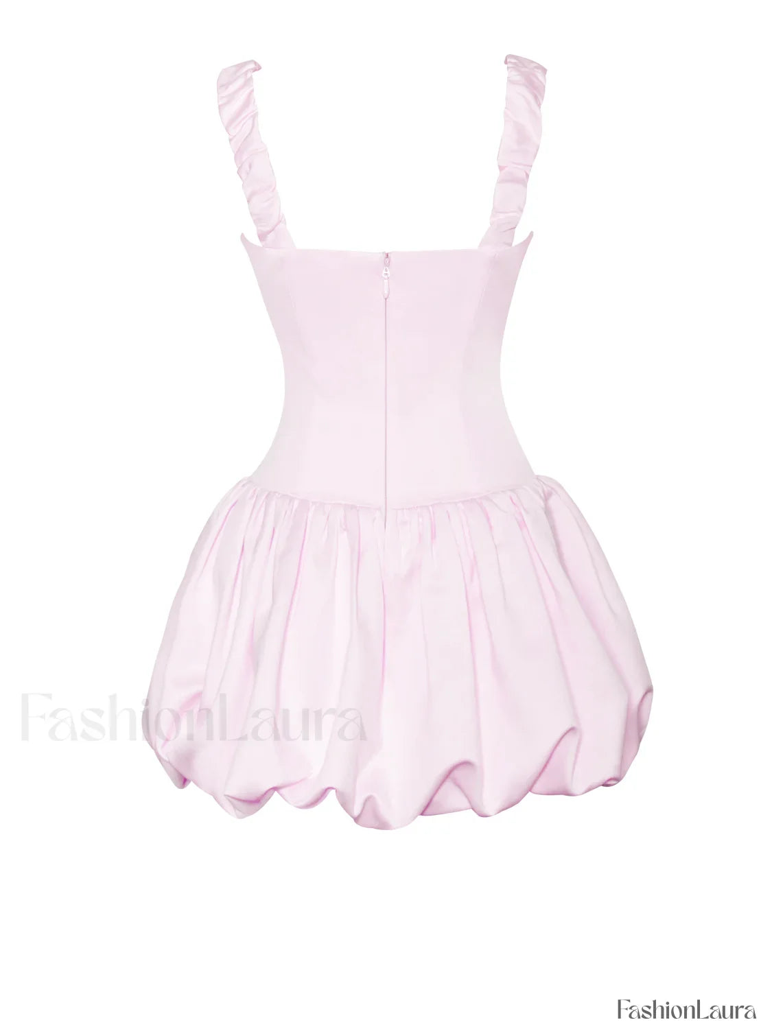 Aubrey Pink Satin Charming Bubble Hem Mini Dress