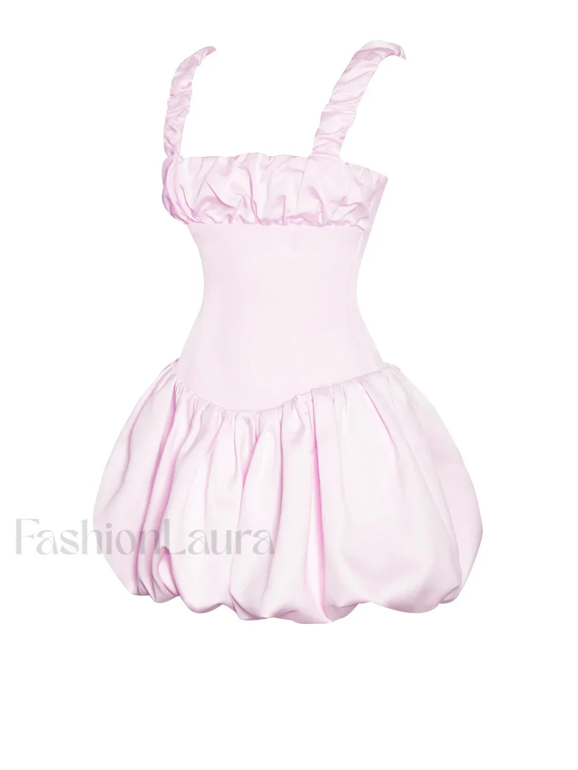 Aubrey Pink Satin Charming Bubble Hem Mini Dress
