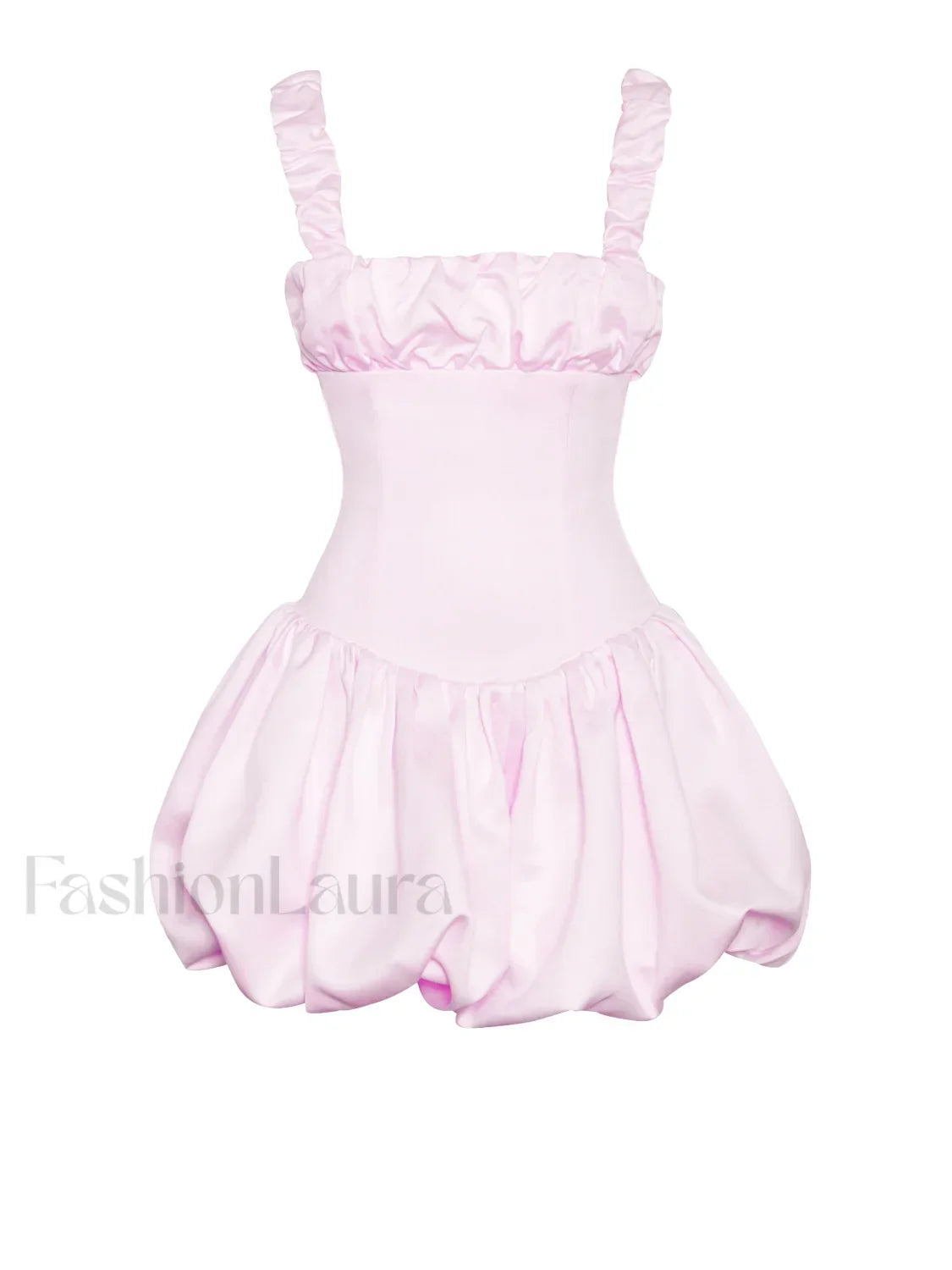 Aubrey Pink Satin Charming Bubble Hem Mini Dress