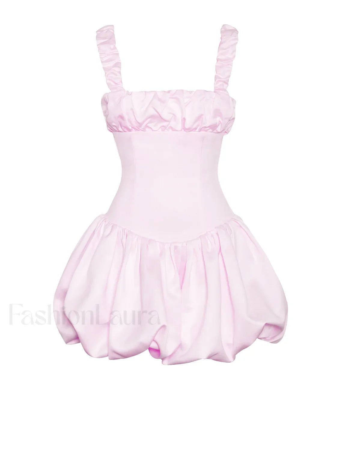 Aubrey Pink Satin Charming Bubble Hem Mini Dress