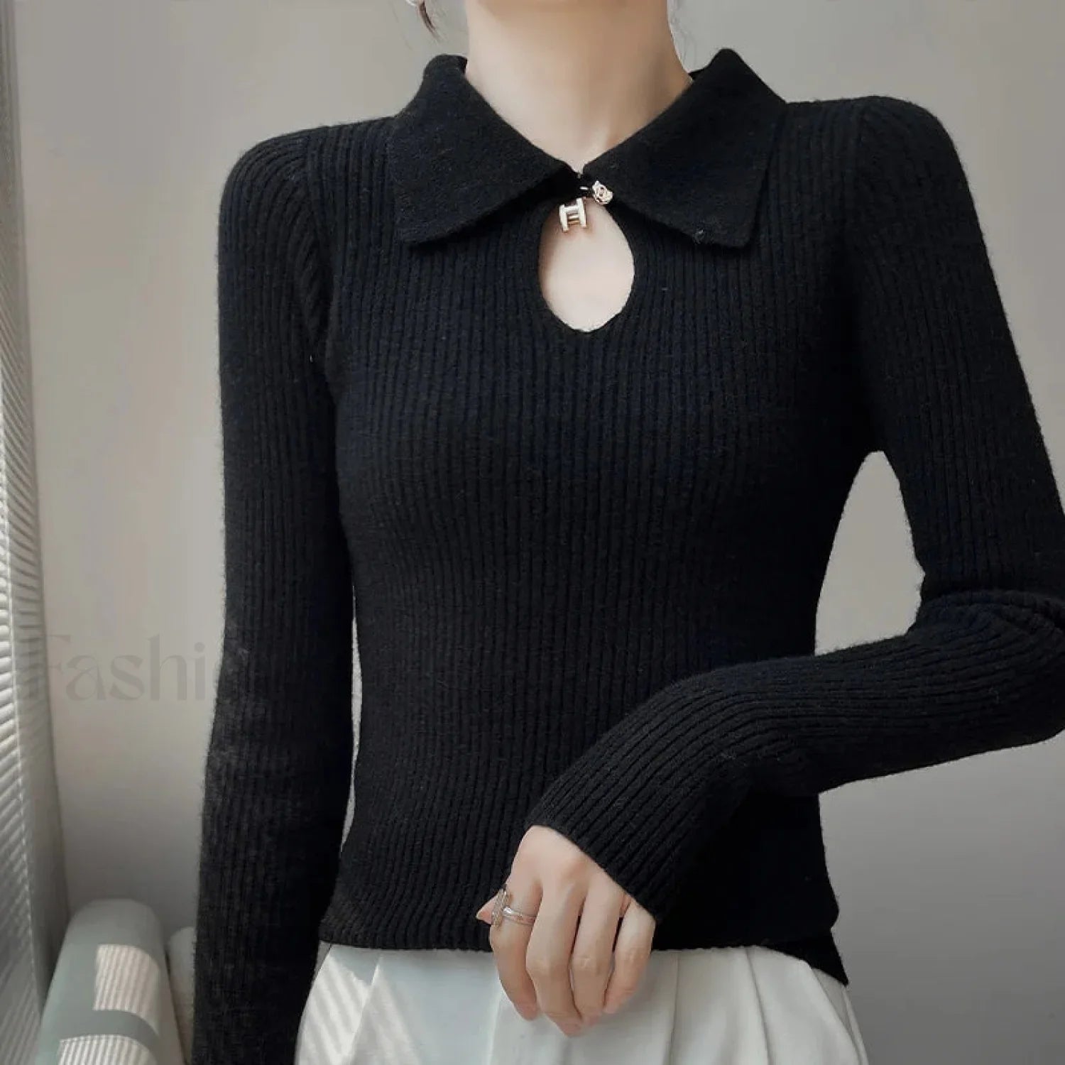Autumn Winter New Women's Wool Polo Neck Solid Color Thick Slim Cashmere Sweater