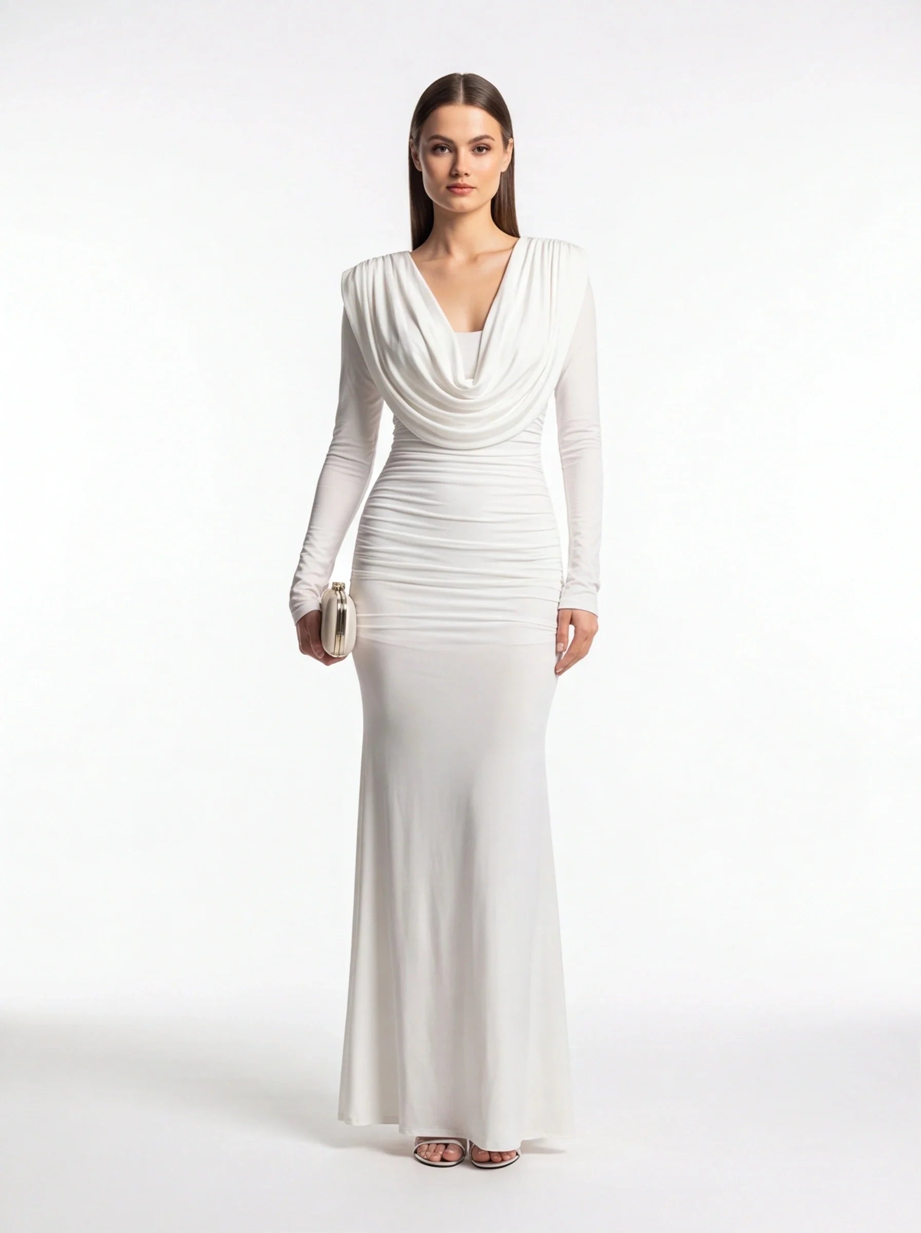 Elegant Backless Black Maxi Dress with Adjustable Straps & Flowing Sil