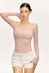Cropped Layered Look Long Sleeve Top