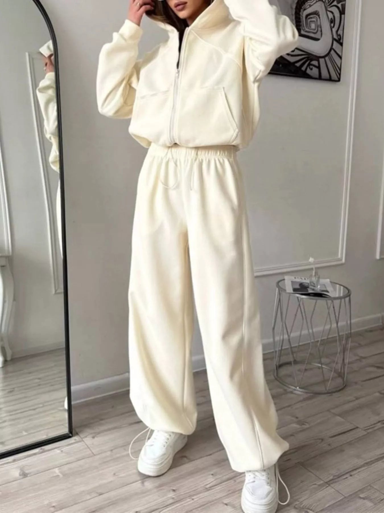 Fleece Zip-Up Hoodie and Joggers Set