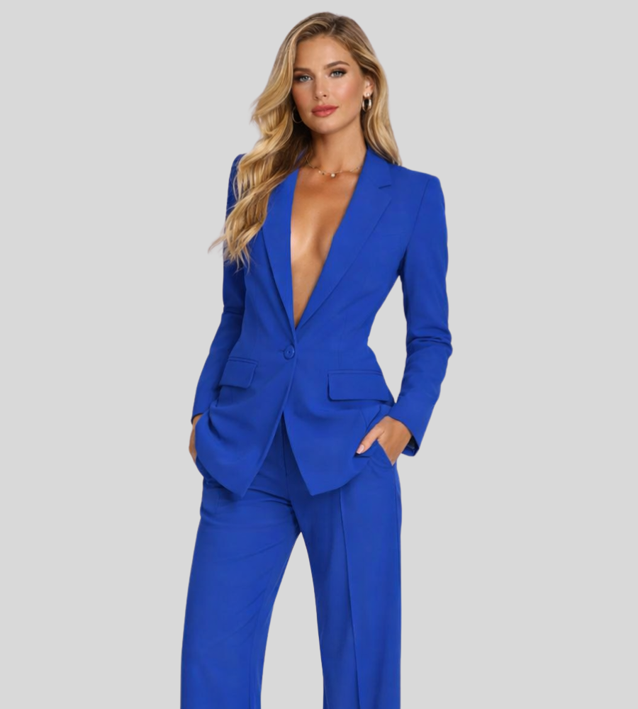 Women's Business Blazer & Wide Leg Pants Suit Set