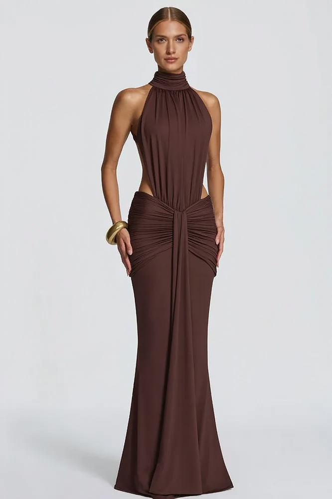 Solid Backless Mermaid Bodycon Party Dress
