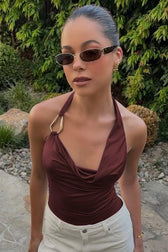 Cowleneck Halter Slip Cami Top
