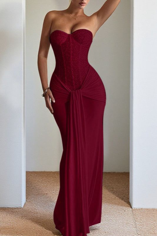 Defined Waist Maxi Party Dress