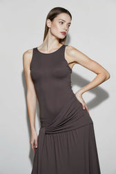 Sexy Paneled Sash Ruffled Solid Party Dress