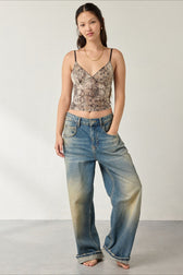 Sheer Lace Ribbed Cami Top