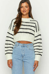 Striped Knit Pullover Sweater