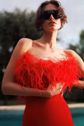Ostrich Feather Bandage Prom Dress