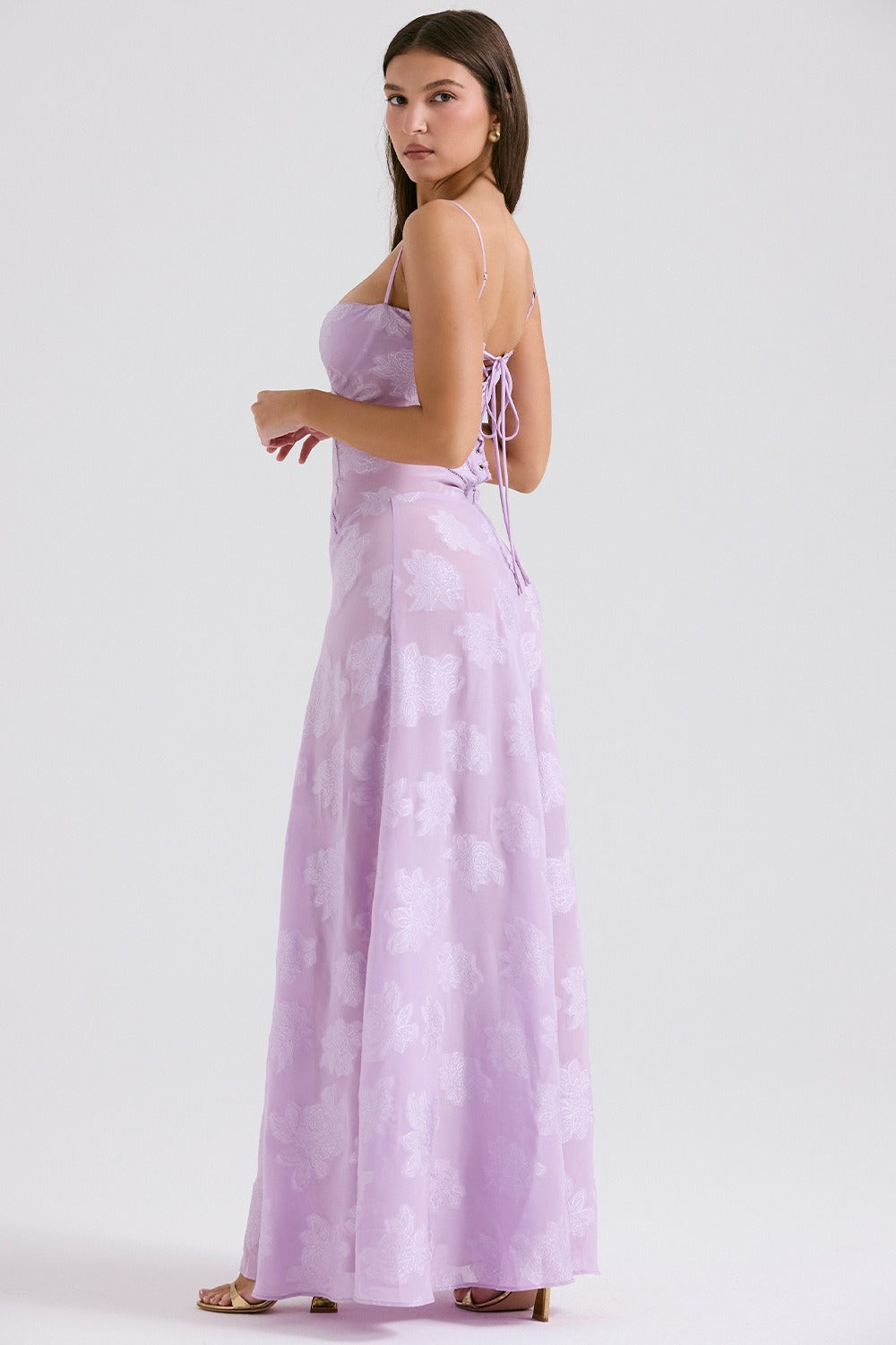 Lace Tie-Strap Romantic Maxi Dress - View 8