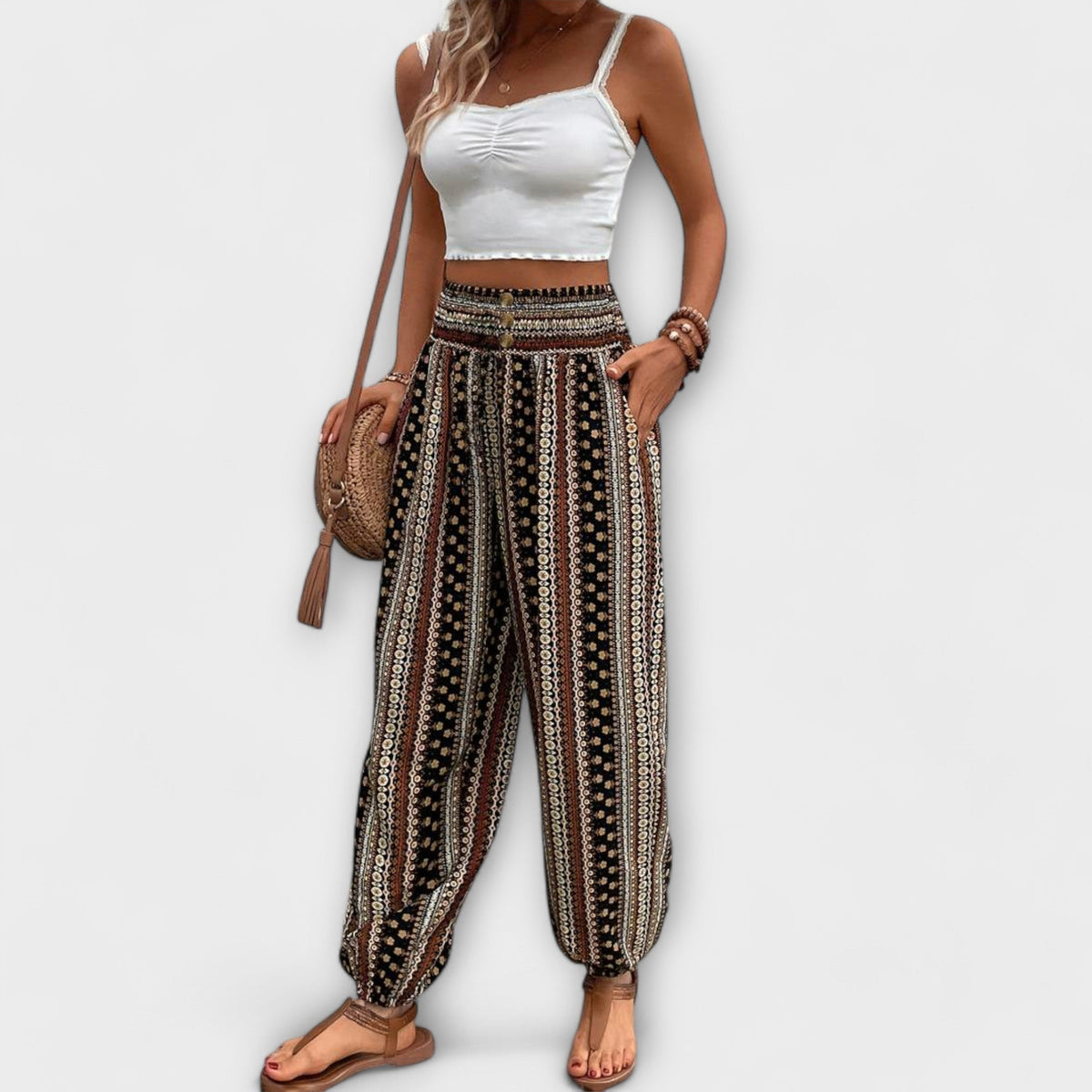 Boho Print High Waist Harem Pants