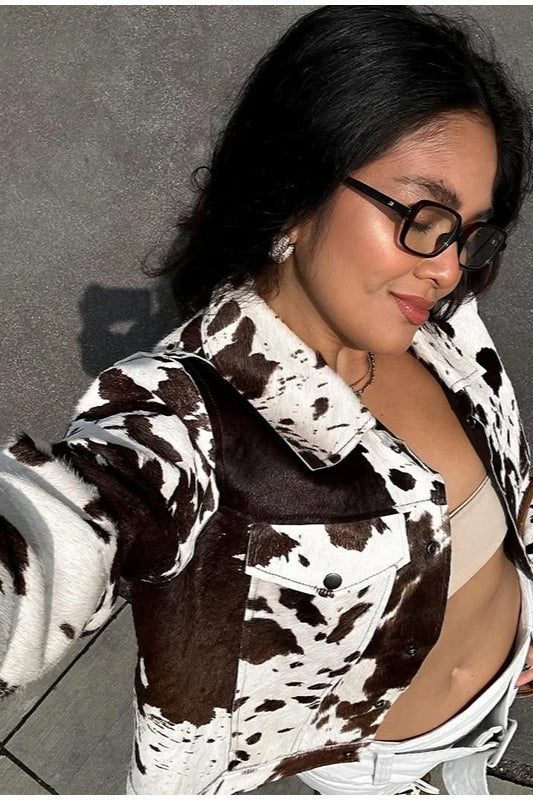 Casual Cow Print Street Jacket