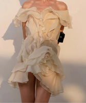 Ruffle Backless Mesh Prom Mini Dress 3